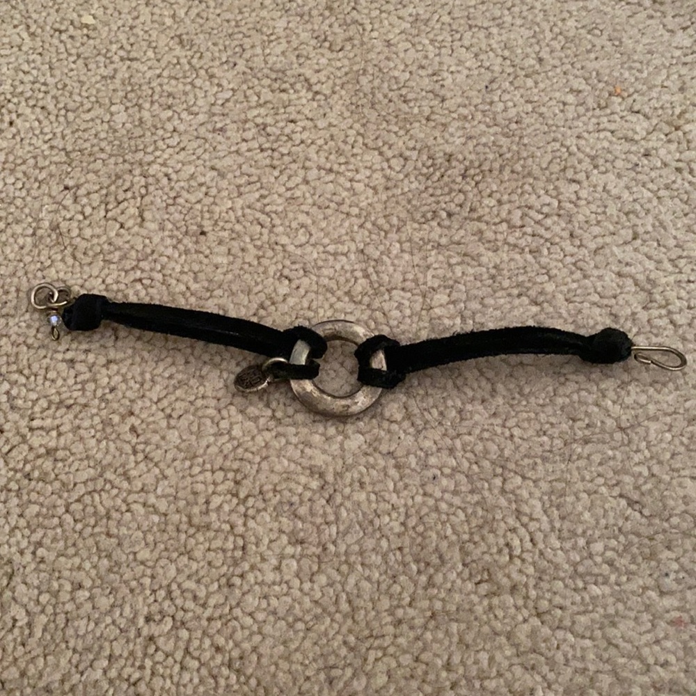 Silver and black cord bracelet